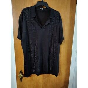 Saint Lorenzo Polo Shirt Mens 3X Sheer Knit Black Short Sleeve 90s Y2k Club